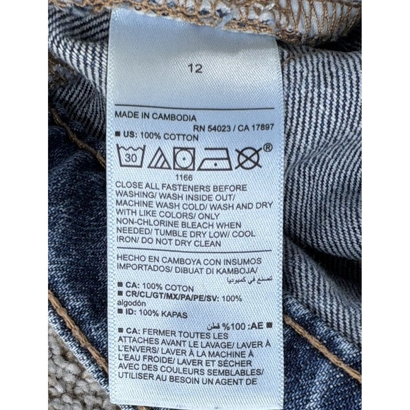 Old Navy Jeans Girls Jrs 12 Blue High Rise Baggy Wide Leg Adjustable Distressed - Picture 4 of 10